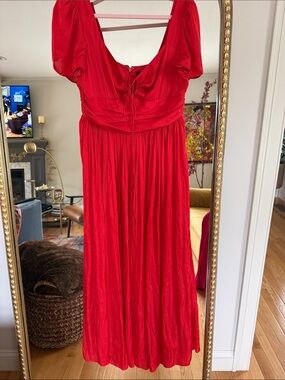 J.Crew Red Strapless Dress with Front Tie Detail